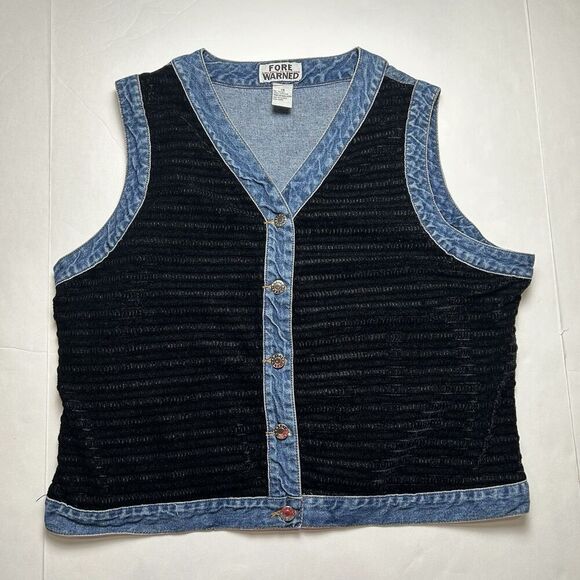 Fore Warned Vintage Y2K Denim Velvet Best Size 18 - Picture 1 of 5